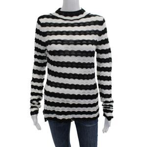 Dagmar Unisex Pullover Sweater Black Striped Crew Neck Long Sleeve Size S